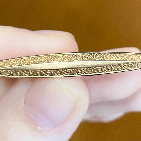 10K antique marquis bar pin yellow gold Edwardian art nouveau style broo… - Picture 2 of 10